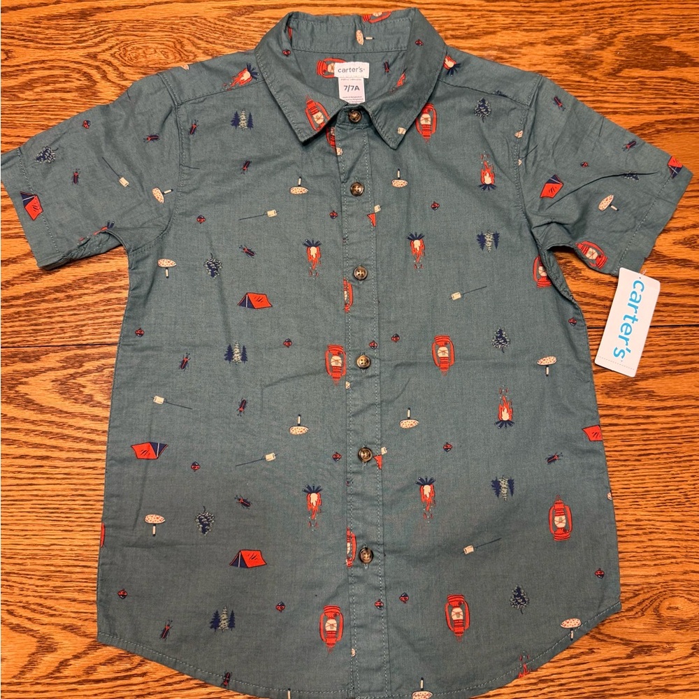 Carter's Kids Button-Up Shirt with Camp Print